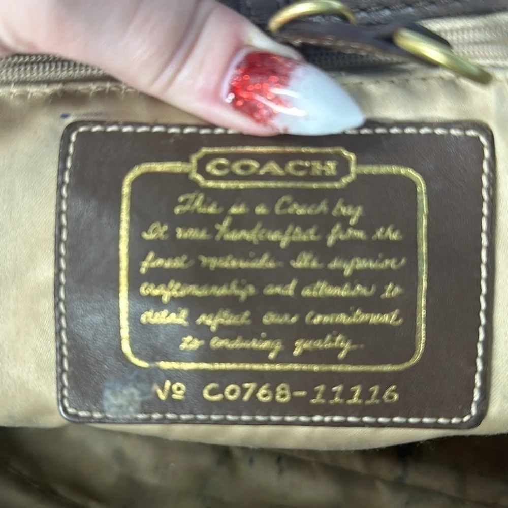 COACH CO768-11116 Green Scarf Print Purse